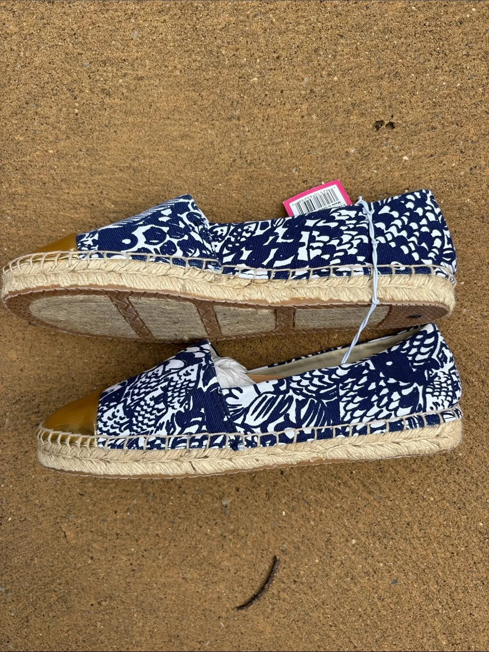 NWT Lily Pulitzer for Target Blue White & Gold Espadrilles Flats Size 8